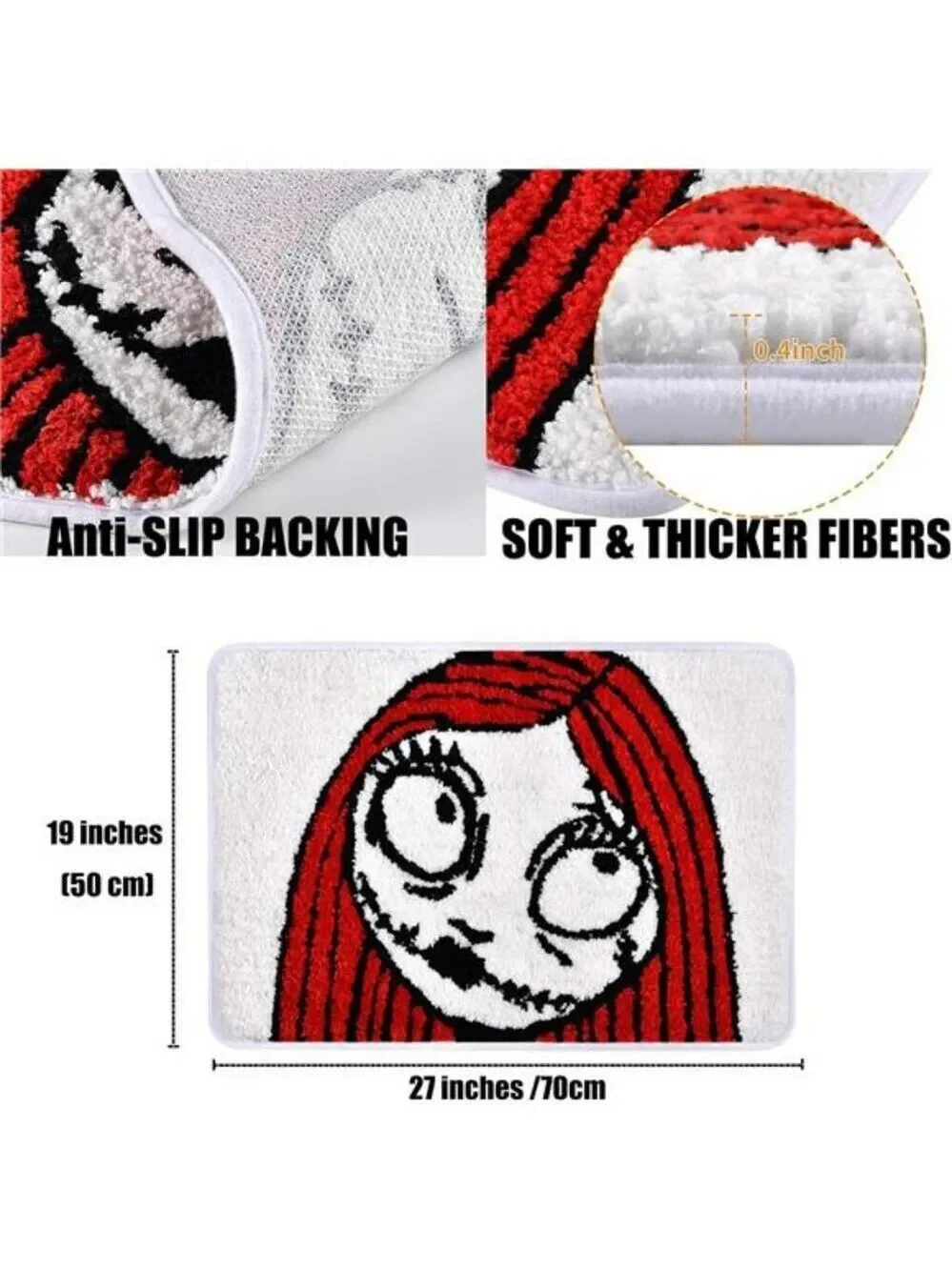 Nightmare Before Christmas Sally Bath Mat Halloween Non Slip Absorbent Rug Decor